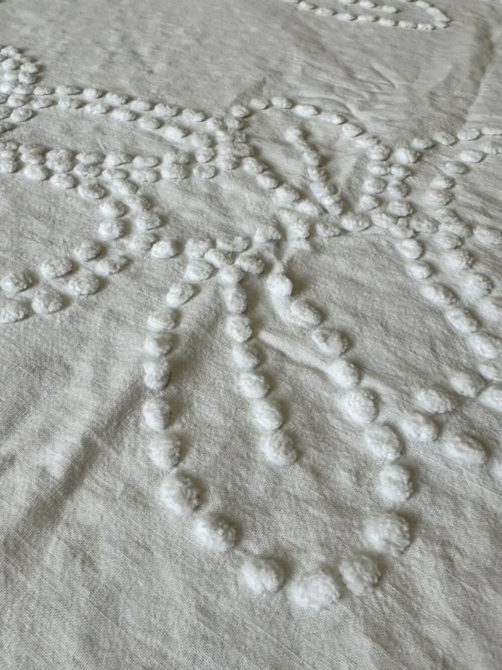 Vintage White Chenille Bedspread 82